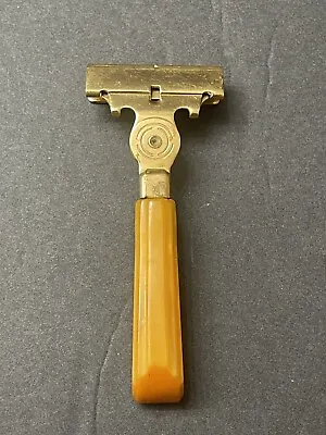 Vintage 1935-1945 Schlick Injector Razor Bakelite Butterscotch Handle • $24.99