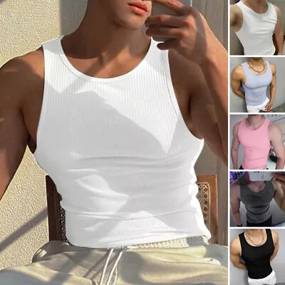 Summer Mens Sleeveless Tank Tops Vest Muscle Fit Slim Tee T Shirt Blouse Plus • £10.44