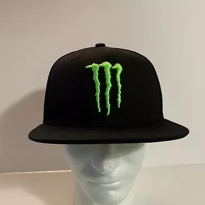 Monster Energy Drink Hat Snapback Adjustable Flat Bill Black Baseball Cap OSFM • $34.99