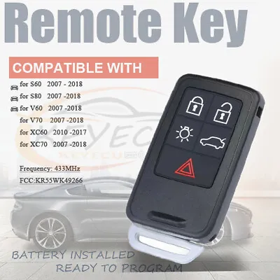 KR55WK49266 For Volvo S80 S60 V60 XC6 V70 Keyless 433MHz Smart Remote Key Fob 5B • $21.92