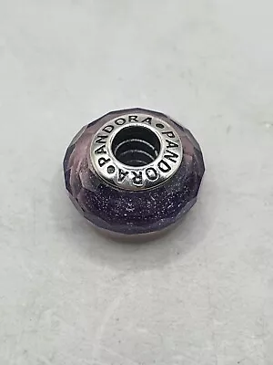 Pandora Dark Purple Shimmering Murano Glass Charm Used • £1.20