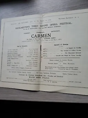 Opera Theatre Programme 1927manchester Opera Housecarmenthird Grand Opera... • £8