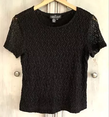 Carol Little Petites Vintage Black Stretch Lace Top Blouse Petite Sz M • $12.40