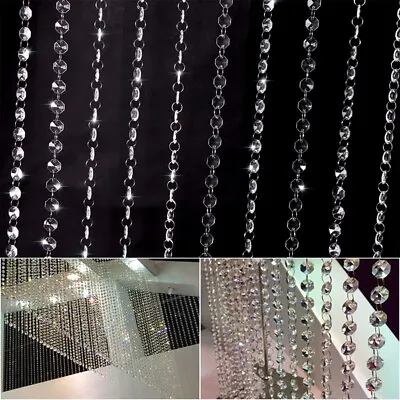 50 Chandelier Light Acrylic Crystals Droplets Bead Wedding Drops 14mm Lamp Parts • £3.49