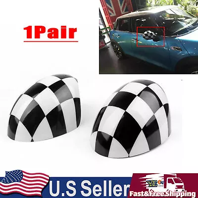 R56 Fold  Covers Cooper Power R57 Checkered 2x WING Mirror Mirror MINI R55 Fit N • $32.79