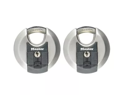 2 Pack 70mm Master Lock Excell Stainless Steel Discus Padlock Keyed Alike M40T • £25.99