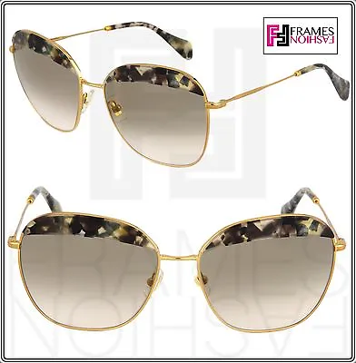 MIU MIU NOIR 53Q Square Gold Marble Brown Sunglasses MU53QS Women Authentic • $163.44