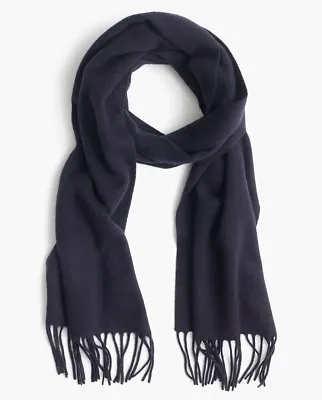 J.CREW Cashmere Scarf Navy Blue Solid Muffler Wrap Soft Fringe Light Pure 100% • $47.60