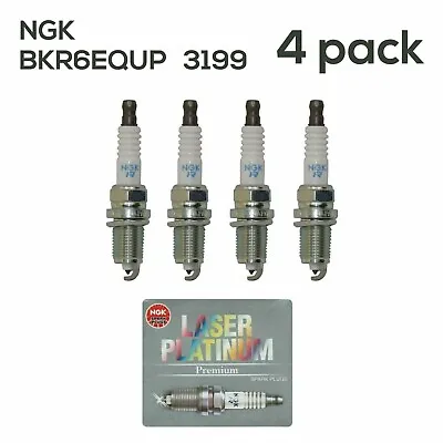 (4 Pack) NGK BKR6EQUP 3199 Premium Laser Platinum Spark Plugs • $59