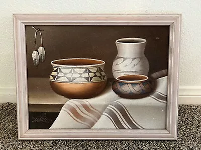 Original Myung Mario Jung Sand Painting  Canvas Southwest Pottery Signed Navajo • $55