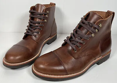 JCREW Kenton Leather Cap Toe Boots Shoes $248 Burnished Tobacco 8.5 F4446 Brown • $153.79