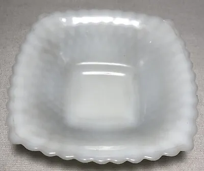 5.75” Anchor Hocking Milk Glass Square Bowl Diamond Hobnail • $10