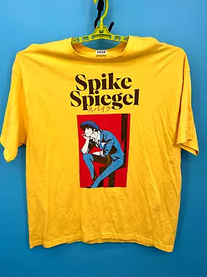 Cowboy Bebop Spike Spiegel Shirt Adult XXL Yellow Graphic Tee Anime Double Sided • $14.98