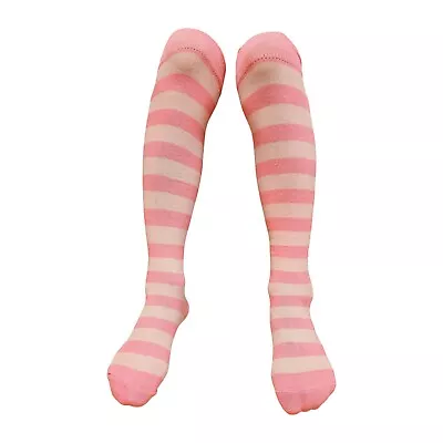 Girls Striped Knee Socks Dancing Fancy Dress Party Rainbow Red Black White Pink • £3.49