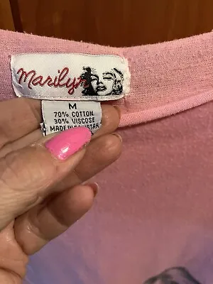 Vintage 90s Marilyn Monroe Art Big Face BigT Shirt/Dress Sz M  Raw Edge • $42