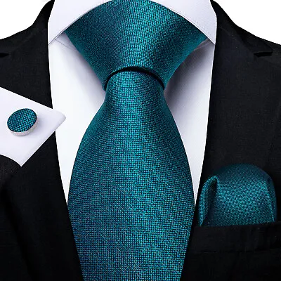 Classic Mens Ties Black And Gold Paisley Silk Woven Necktie Hanky Cufflinks Set • £9.99