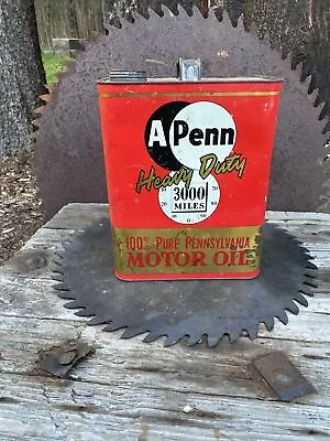 Vintage A Penn Motor Oil 2 Gallon Can Pure Pennsylvania NO RESERVE AUCTION • $1.99