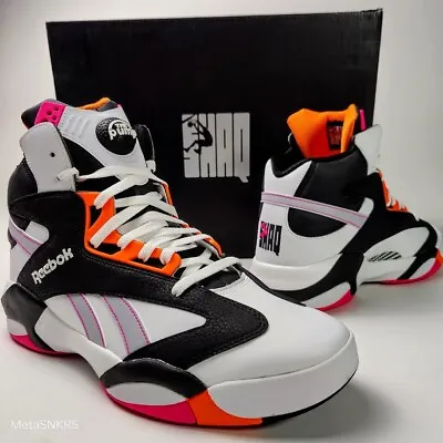 Reebok Shaq Attaq Pump Mens US 12  Black White Grey Orange Pink Retro Miami Heat • $140