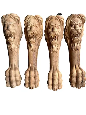 Massive Oak Lion Heads Set Of 4 Furniture Legs Shelf Brackets Victorian Horner • $385