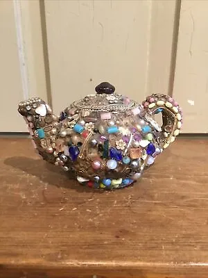 Vintage Folk Art Memory Jar Tramp Art TEAPOT • $39