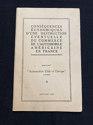 1930 Automotive Club Of Europe L'Automobile Americaine En France • $12.49