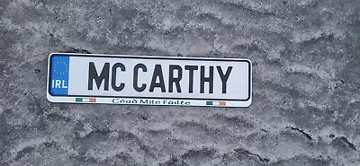 Mccarthy Vanity Ireland License Plate Metal Embossed  Frame Cead Mile Failte  • $29.99