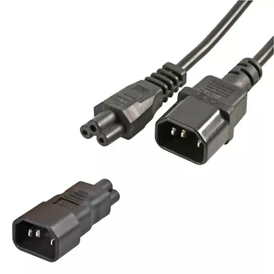 £3.49 • Buy C5 To C14 IEC Power Lead Cable Cold Kettle Plug To Clover Leaf Socket Adaptor