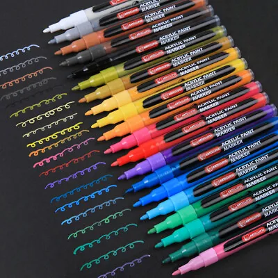 20 Colours Premium Acrylic Paint Marker Pens Extra Fine Tip Rock Painting  • £13.99