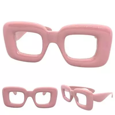 Oversized Exaggerated Retro Clear Lens EYE GLASSES Large Super Thick Pink Frame • $14.99