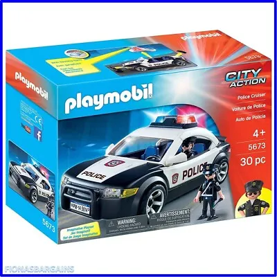 Playmobil 5673 City Action Police Cruiser Car With Flashing Lights & 2 Figures • £18.45