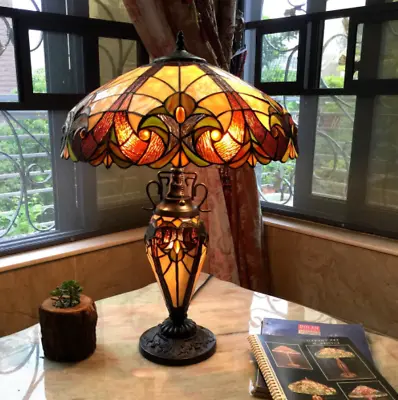 Lamp Tiffany Victorian Style Table Stained Glass Vintage Shade Light Desk Accent • $198.33