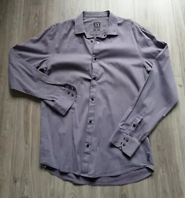 Armani Exchange Stretchy Shirt Purple Stripes Size L • £0.99