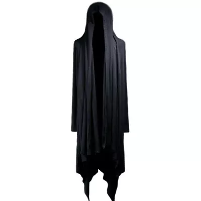 Mens Long Hooded Coats Punk Cardigan Dark Cape Gothic Loose Cotton Cloak Jacket • $54.89