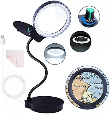 Magnifying Glass With Light And Stand 10X 20X Magnifying Desk Lamp With Bright • $40.24