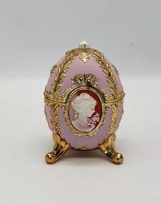Vintage Westland Co Cameo Egg Shaped Music Trinket Box Musical Ring Box • $125
