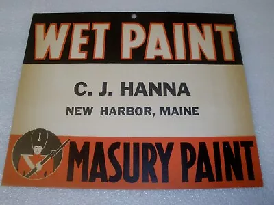 Old Cardboard Advertising Masury Paint Sign NOS CT Hanna New Harbor  Maine • $8.95