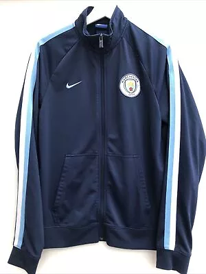 MANCHESTER CITY Football Track Jacket Nike Blue Full Zip Mens Medium M • £16.95