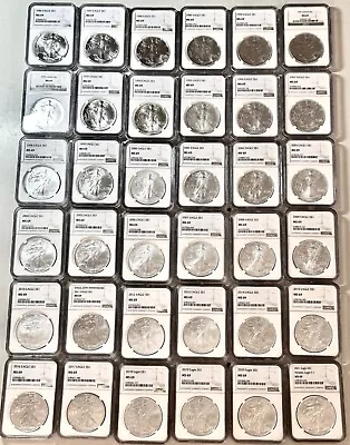 1986 - 2021 T-1  American Silver Eagle Set Ngc Ms69 36 Coin Set With Ngc Boxes • $1750