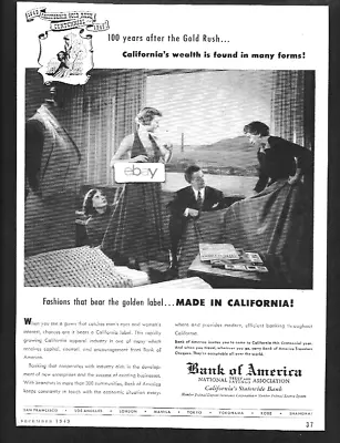 Bank Of America 100 Years After The Gold Rush Golden Label Made In Callfornia Ad • $9.99