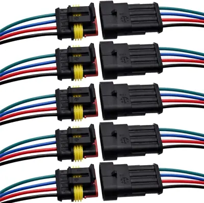 4 Pin Connector Waterproof ConnectorMale And Female Way 16 AWG Wire Suitable Fo • $24.99