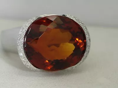 $5875 • Buy 23.21 Carat Madeira Citrine 18k White Gold Diamond Ring