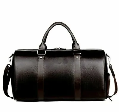 Leather Overnight Bag Travel Duffle Gym Men Weekend Vintage Genuine Mens Luggage • $180