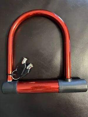 Universal Bike Lock Bicycle Cycling Steel U-lock 2 Keys Red & Black Read • $9