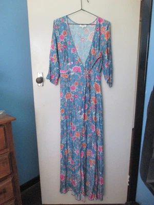 $22.50 • Buy Beautiful Arnhem Sz 12 Blue Floral Maxi Wrap Dress