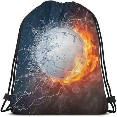 Volleyball Ball Drawstring Bags Backpack Bag Fire And Water Sport Activity Ar... • $21.22