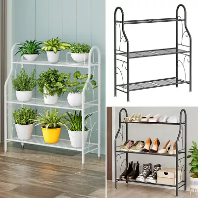 New 3Tier Shoe Rack Black Shoe Boot Trainers Stand Shelf Storage Organiser Metal • £17.95