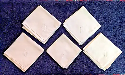 5 Monogram  D  Mens Handkerchiefs 1920 - 1940 Antique Vintage White Not All Same • $10