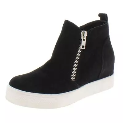 Steve Madden Women's Comfortable Zipper Closure Wedgie Sneaker Black Suede 8 US • $25.02