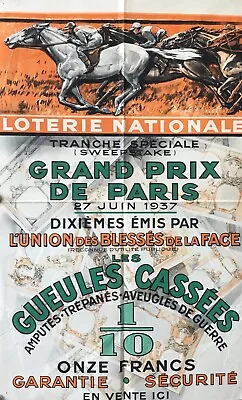 1937 French Horse Race Poster Grand Prix De Paris Equestrian Gift Horse Gift • $400