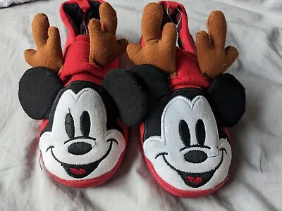 £8 • Buy *BRAND NEW UNWORN* Mickey Mouse Reindeer Kids Disney Store Slippers (Size 9-10)